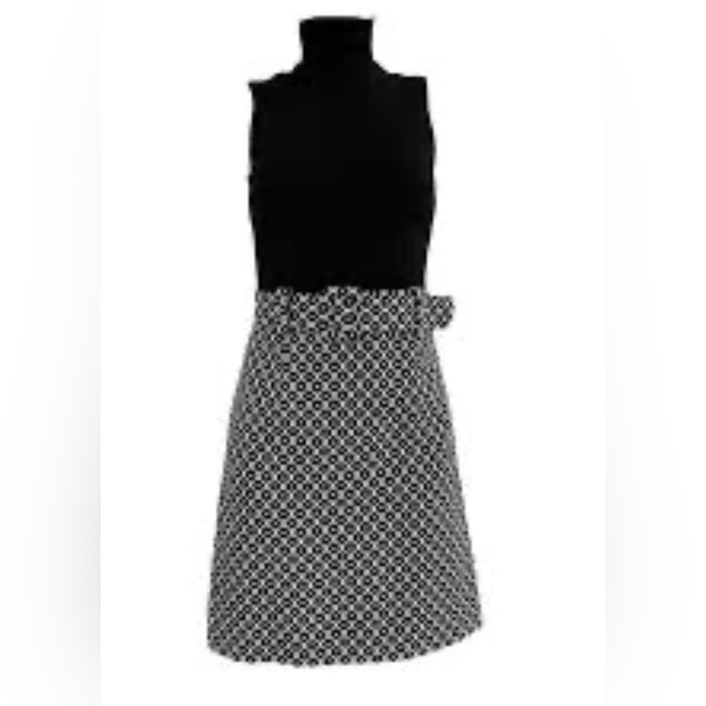 Milly of New York Black Diamond Pattern Belted Dress Size 8